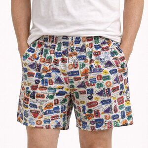 Vintage 1980s Shorts Tourist Travel Novelty Print Men's High Waisted Jantzen